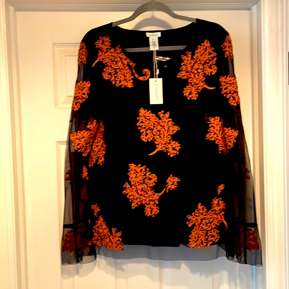 Sundance catalog Flora embroidered top XL